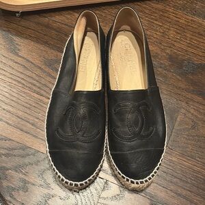Chanel Black Espadrille Flats